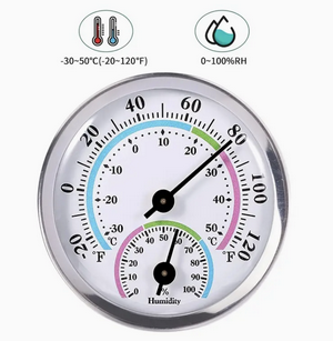 Mini Hygrimeter and Thermometer Round Silver