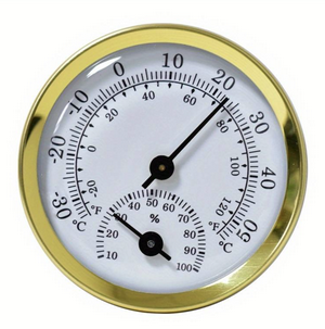 Hygrometer and Thermometer Round Golden