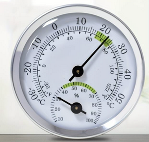 Hygrometer and Thermometer Round Silver