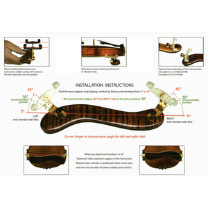 Viva La Musica Diamond Violin Shoulder Rest Walnut 4/4-3/4 #12808